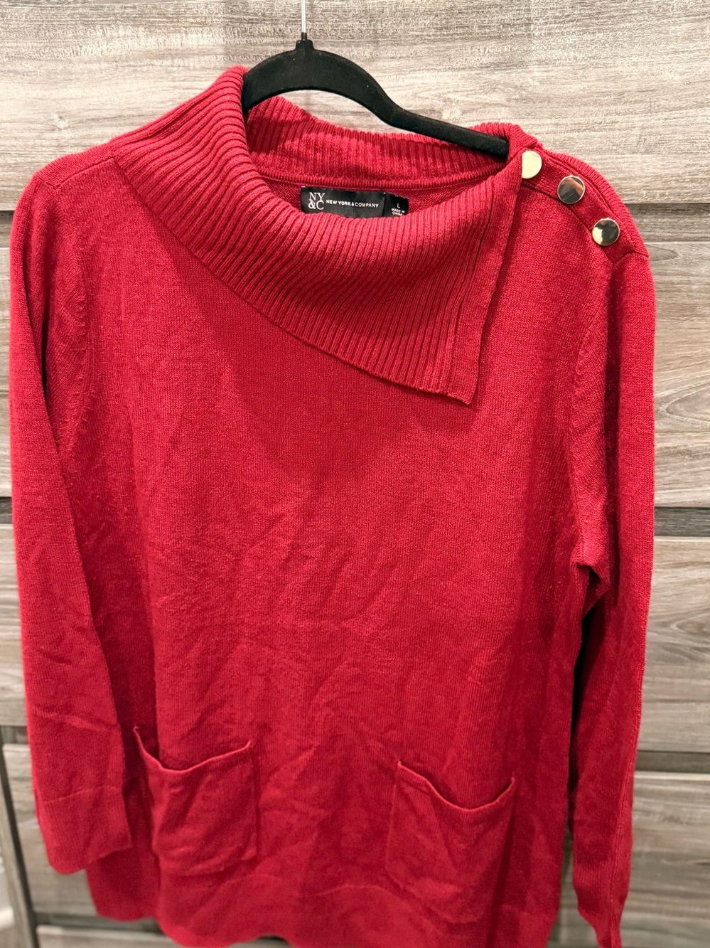 NY&C plum Asymmetric Button Shoulder Sweater